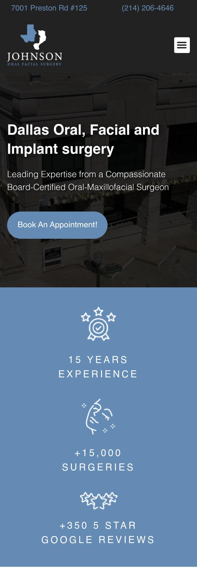 Johnson Oral Facial Surgery current site on mobile