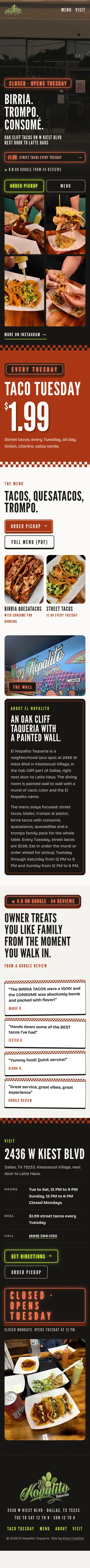 El Nopalito website on a phone