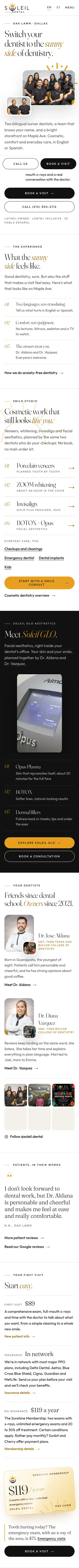 Soleil Dental website